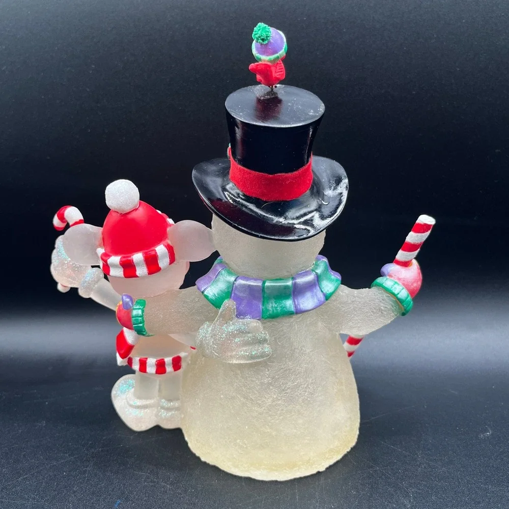 Disney Snowman Mickey Mouse Christmas Figurine Frosted Acrylic Holiday 6.75